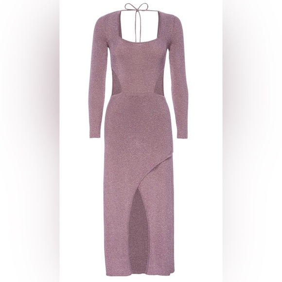 NWT MISA Minka Longsleeve Cutout Dress S Rose Metallic Knit - Picture 1 of 15
